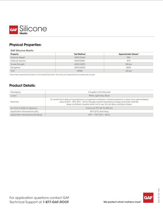 GAF Silicone Mastic - 3.5 GAL